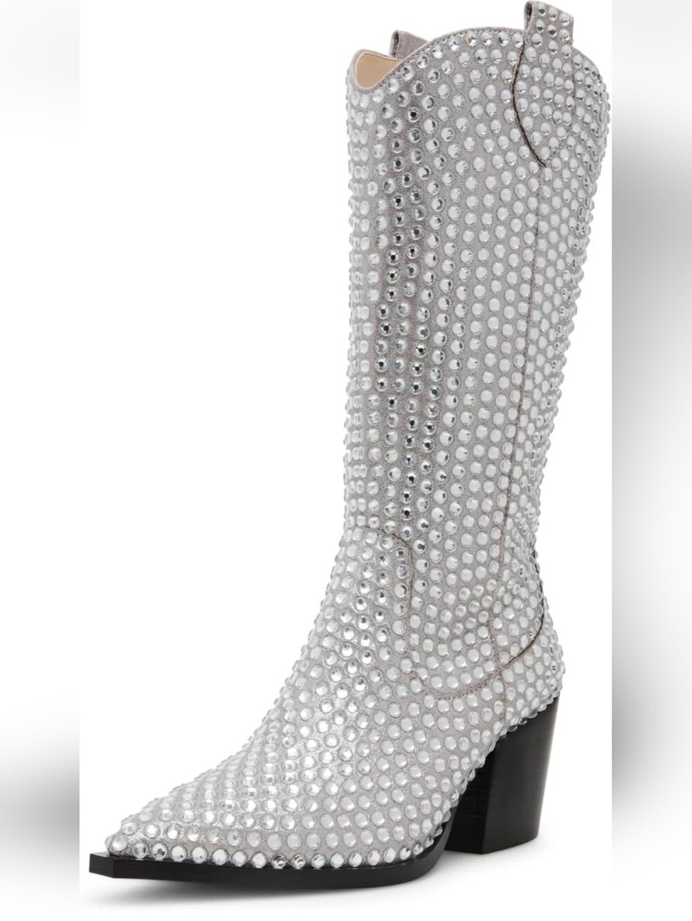 Betsey Johnson Randy Western Boot Sparkling Silver Rhinestone Western Boots 8.5 - Picture 1 of 8